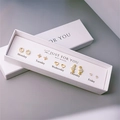Detailed set of five pairs of gold-tone pearl earrings in a white gift box for daily wear - Round Geometric Flower Heart Zirconia Earring Set (A3841-1)