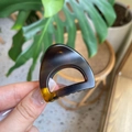 Detail of tortoise shell hair claw clip with geometric hollow design for high ponytails - Mini Cat Ear / Matte Light Tortoise