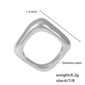 Anello quadrato largo e massiccio in acciaio inossidabile argento con finitura lucida - US 6 / Color Acciaio