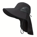 Sonnenhut mit Nackenschutz, breiter Krempe und Mesh für optimalen UV-Schutz im Freien - M (56-58cm) / Schwarz