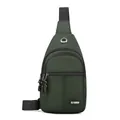 Dark green waterproof oxford chest bag for men with multiple zipper pockets - Style 3 (7076) / Army Green