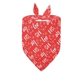 Detail of red Christmas pet bandana with HO HO HO text and snowflake pattern print - 02 Red HO Snowflake