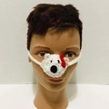 Handmade knitted polar bear nose warmer in white with a red bow tie accessory - Universal Tied Size / Bear