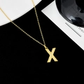 S925 silver necklace with sparkling gold letter X pendant featuring micro-inlaid rhinestones - Letter X