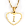 Golden heart-shaped letter I pendant necklace with white inlay for women - Letter I - Gold Heart White Shell