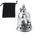 Guardian bell motorcycle pendant in silver stainless steel with black velvet pouch - Steel Color Set 3 (Includes Pouch)