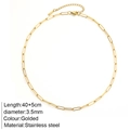 Minimalist 18K gold stainless steel paperclip chain necklace with lobster clasp 40+5cm - 3.5mm Paperclip Chain / Gold