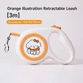 Correa retráctil de 3m para perro con ilustración de cachorro y mango ergonómico naranja - 3m / Naranja