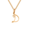 Delicate golden necklace featuring a letter D pendant with a small heart design - Letter D (D-Gold) / Gold