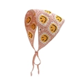 Handmade pink crochet bandana with yellow smiley face patterns for women's hair styling - Pink Smiley Face