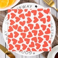 Disposable Valentine's Day paper napkins with red heart print patterns for table decor - Full Print Red Hearts Style (QRJ01-6)