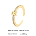 Adjustable 14K gold plated zircon ring featuring a stylish letter R initial charm - Letter R