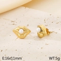 Elegante gouden onregelmatige lip oorbellen met witte parels, maat 16x11mm - 16x11mm / Goud (KE115793-GC)