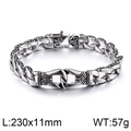 Bracelet chaîne punk vintage en argent avec motifs gravés complexes, longueur 230mm - 23CM / Argent Style C (KB80116-BD)