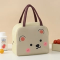 Geïsoleerde lunchtas in beige met bruine handvatten en een schattig beertjesontwerp - Beige Beer