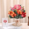 Detailed 3D pop-up greeting card featuring vibrant paper flower bouquet and matching card - Dahlias