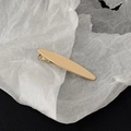 Minimalist golden metal duckbill hair clip with polished finish on textured background - Gold Glossy Long Oval