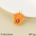18K vergoldeter Edelstahl Kürbis-Anhänger in Orange mit Feng-Zeichen 14x12mm - Scheune (KLJ10417-ZLA)