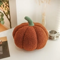 Caramel pumpkin plush throw pillow made of soft teddy fleece fabric for home decor - Coffee
