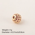 Rose red cubic zirconia pave spacer bead with gold plated base for DIY jewelry - 8MM Ruby Color Gold Plated
