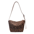 Borsa a tracolla alla moda con stampa leopardata marrone, cinturino in pelle e nappa - Marrone