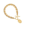 Goldenes zweilagiges Kaffeebohnenketten-Armband mit klassischem Münzporträt-Anhänger - 2# Armband