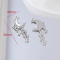 Pendentif lune et étoile en argent avec zircons montrant les dimensions 18x37mm - 3# Lune Étoile Zirconium
