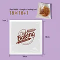 Self-adhesive 18x18cm transparent baking bag with brown Handmade printed lettering - Baking Series / 18x19cm (100 Pieces/Pack) / White