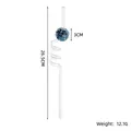 Blue 3cm disco ball cocktail stirrer with transparent spiral straw design, 26.5cm long - 3cm Lake Blue Mirror Ball Straw / Lake Blue