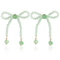 Handmade light green beaded bow earrings with translucent multifaceted resin drops - ZW1813 Gold-Green Beaded