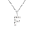 Elegant silver-tone titanium steel necklace featuring a pearl-inlaid letter F pendant charm - Letter F / Steel Color