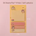 Sticky note set with giraffe girl cartoon themes in warm orange and pink tones - 4 Pcs/Set (20 Sheets/Pc) / Little Flower Deer (Lovely Girl)