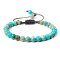6mm Türkis-Perlenarmband mit verstellbarem schwarzen Webseil für Yoga-Energie-Schmuck - Hellblauer Kaiserstein