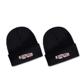 Unisex black knitted beanie hat with anime eye embroidery for winter warmth - Hands Eyes Embroidery / Black