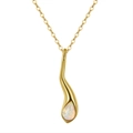 Bohemian 925 silver necklace with wavy gold pendant and natural iridescent opal gemstone - Opal, 14K Gold Plated, Approx. Weight 1.49g