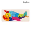 Educational 12-piece wooden airplane puzzle with colorful numbered blocks for kids - Airplane