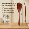 Solid ebony wood spatula with 33cm long handle for non-stick pans with dark grain - 33cm*7.8cm