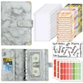 Grey marble PU leather A6 budget binder set with clear zipper bags and budget sheets - A6 Set / Grey Marble Pattern