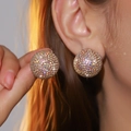 Sparkling multi-color crystal ball stud earrings with gold plating for elegant women - Gold Spherical Full Rhinestone (XME002GL)