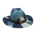 Cappello da cowboy in denim patchwork retrò con fascia in pelle e stella in metallo - Taglia unica / Patchwork Blu Reale (Stile Stella)