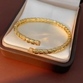Detail eines 18k vergoldeten Armreifs mit funkelnden Zirkonia in einer Schmuckbox - Gold