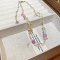 Collier choker en perles d'eau douce colorées avec pendentif cœur sur velours - 59# Collier Blanc