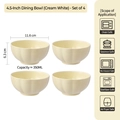 Set of 4 cream ceramic rice bowls with petal texture and 350ml capacity - Set of 4 / Cheese Yellow