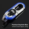 Blue and silver zinc alloy business keychain with car key clip in 6.54cm size - With Logo / Blue