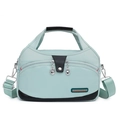 Waterproof mint green nylon crossbody bag with black webbing handles and fashion label - Light Green