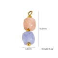 Pink and blue natural stone pendant with gold metal beads and hanging loop for DIY jewelry - Pink Blue Irregular Gemstone