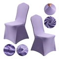 Purple high-stretch elastic polyester chair cover for weddings and banquet hotels - M / Standard Type / Light Purple