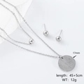Set gioielli con collana pendente cuore satinato e orecchini a sfera in acciaio argento - Opaco Rotondo