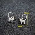 Boucles d'oreilles chat minimalistes en acier inoxydable poli argenté, 14mm x 8mm - Chat 1 / Couleur Acier
