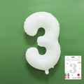 Pearly white number 3 aluminum foil balloon in 40 inch size for party decorations - 40-inch White 3-piece Paper Card
